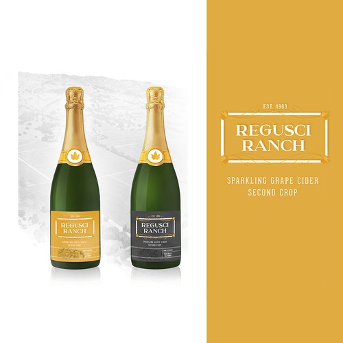 Gold foil label with the title 'Sparkling Grape Cider Label'