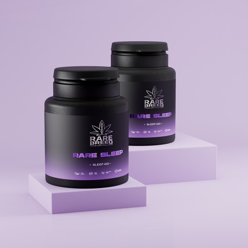 Weed packaging with the title 'Colorfoul label design for a THC sleep aid'