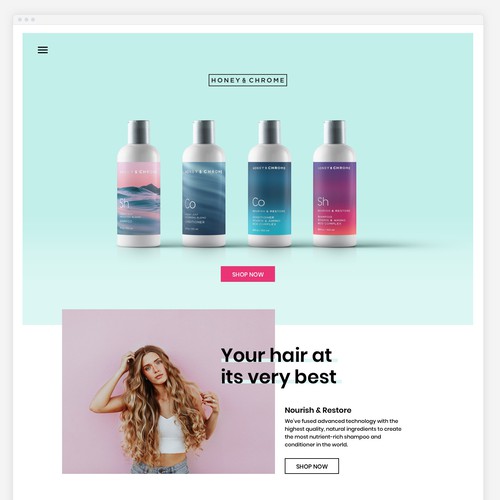 Beauty website with the title 'Website Design for Shampoo Brand'