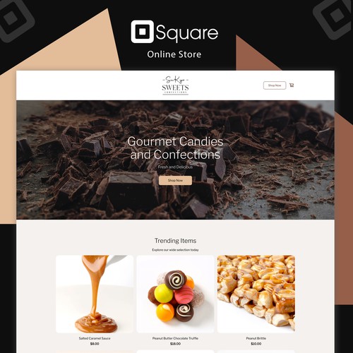Online shop design with the title 'Square online store'