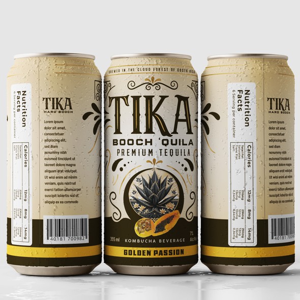 Tequila label with the title 'Tika Booch 'Quila Label Design'