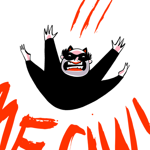 Superhero artwork with the title 'Catman! 20 stickers for Diitalk.'