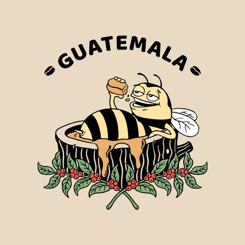 Coffee illustration with the title 'Bag Marking Guatemala'