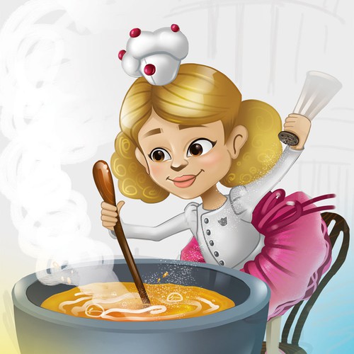 Princess design with the title '"Princess Soup" children's book cover design'