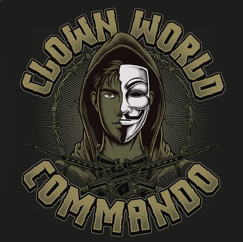Streetwear t-shirt with the title 'Clown World Commando 2'