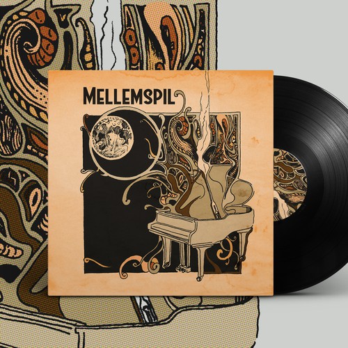 Ink illustration with the title 'Vintage album cover'