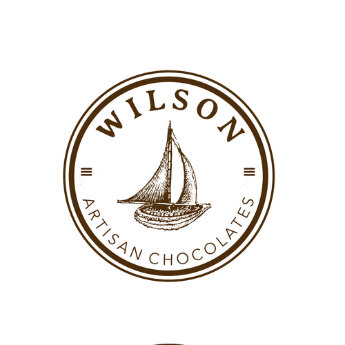 Boat logo with the title 'Artisian chocolates Wilson'