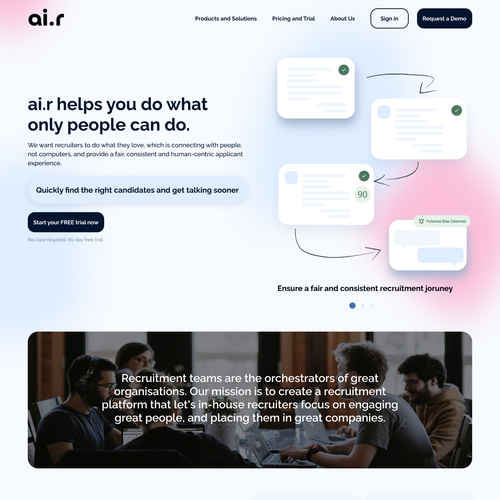 Concept website with the title 'ai.r '