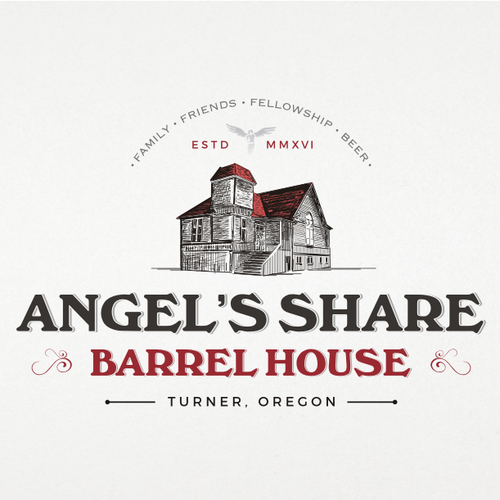 Church logo with the title 'ANGEL'S SHARE barrel house'