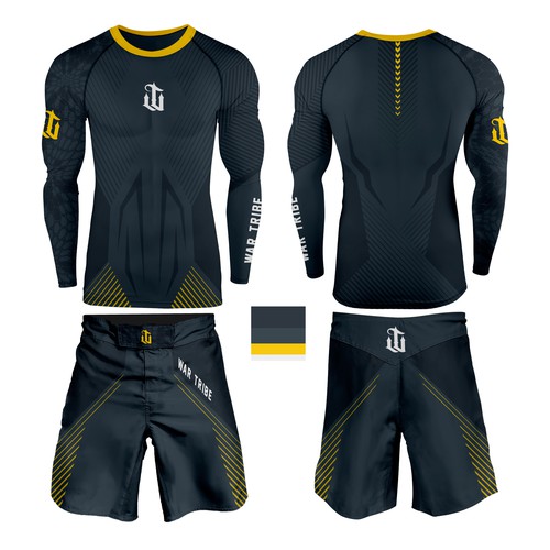 Jiu-jitsu design with the title 'War Tribe Jiu Jitsu Rashguards and Shorts'