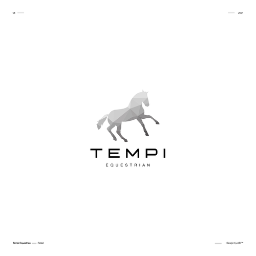Horse riding logo with the title 'Tempi Equestrian'