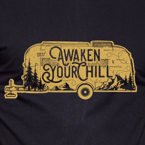 Sketch t-shirt with the title 'awaken you chill'