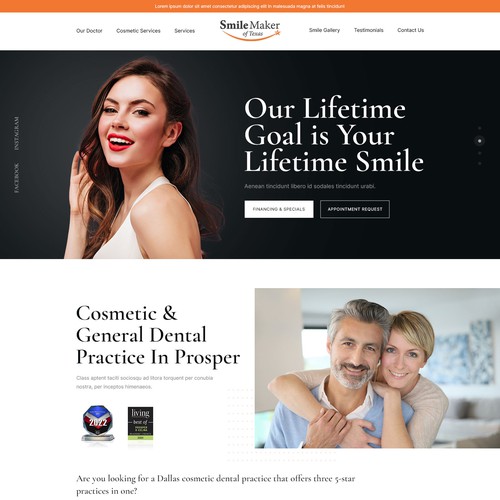 Dental website with the title 'Smile Maker of Texas'