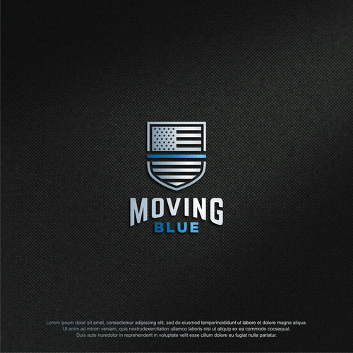 American flag design with the title 'Strong & bold logo concept for MOVING BLUE'