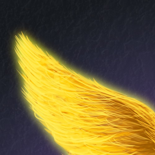 Yellow artwork with the title 'Wings of the Golden Lotus'