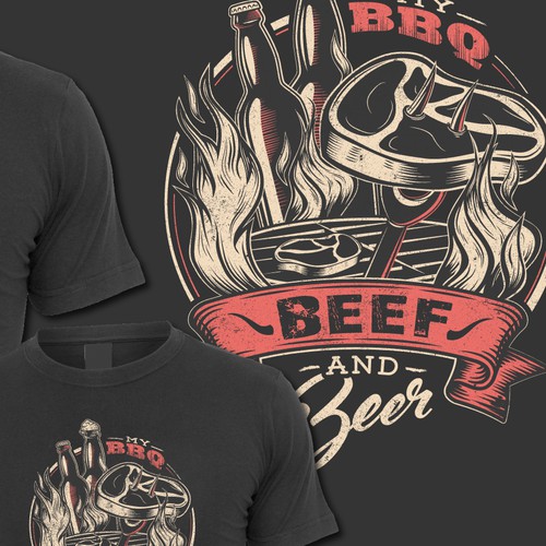 Beer t-shirt with the title 'Cool T-Shirt for BBQ lover, Beef and Beer'