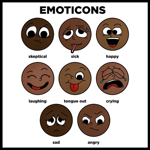 African artwork with the title 'Emoticons illustration'
