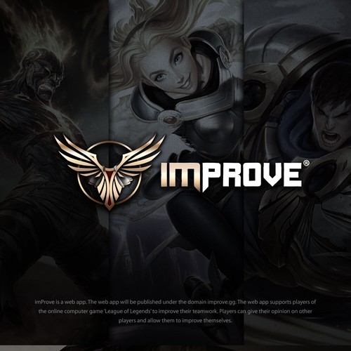 Gold logo with the title 'Logo for a web app in the games industry'