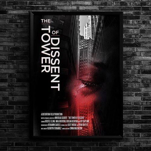 Photo editing design with the title 'The Tower of Dissent Poster'