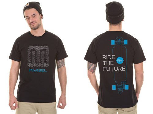 Urban t-shirt with the title 'T-shirt for the World's lightest electric vehicle. The Marbel Electric Skateboard.'