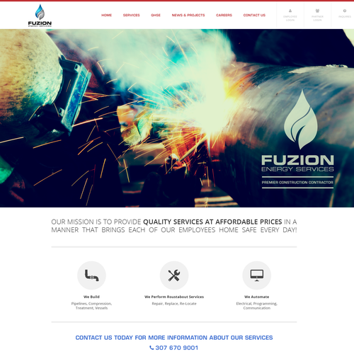 Energy website with the title 'Create a captivating website for Fuzion Energy Company'