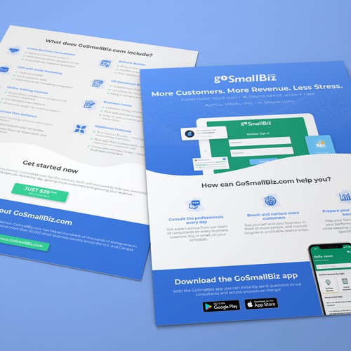Interactive design with the title 'Flyer design for a small business services company'