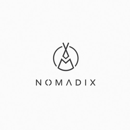 Nomad logo with the title 'Logo design for minimalist travel brand Nomadix'