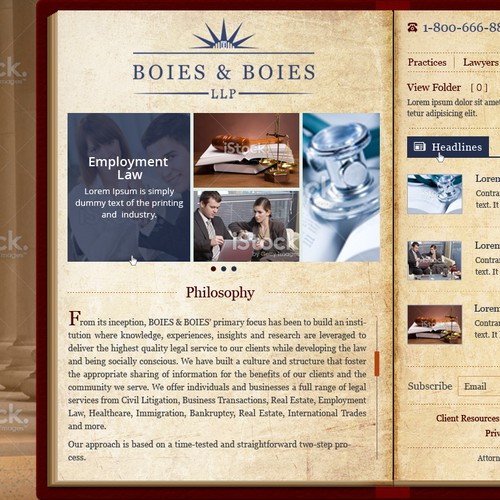 Lawyer website with the title 'website design for A Premier New York Based Law Firm'