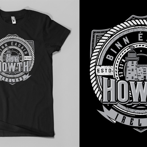 Lighthouse design with the title 'Howth T-shirt '