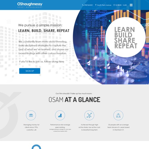 Accounting website with the title 'A high-tech asset management innovative designs'