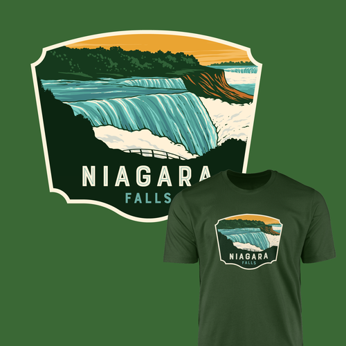 Frame design with the title 'Niagara Falls Illustration for Merchandise Design'