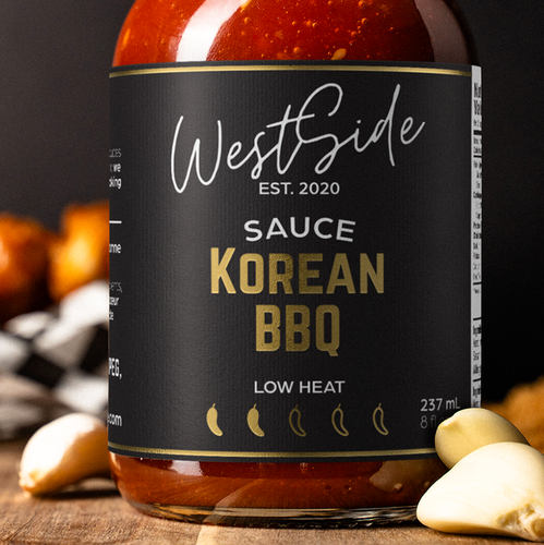 Sauce label with the title 'Label update for an Artisan Sauce brand'