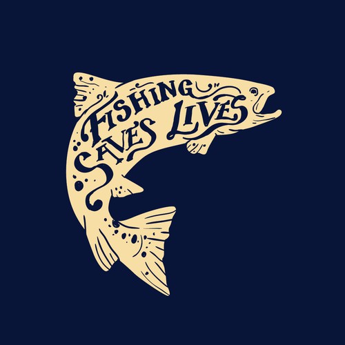 Fish catching set. Creative icons: spearfishing, fisherman, tent