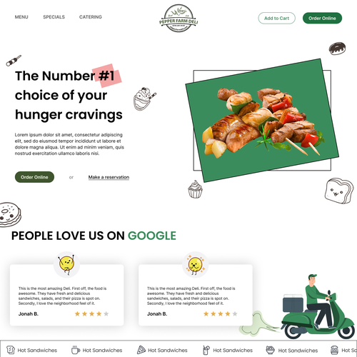 Order design with the title 'Landing page for restaurent'