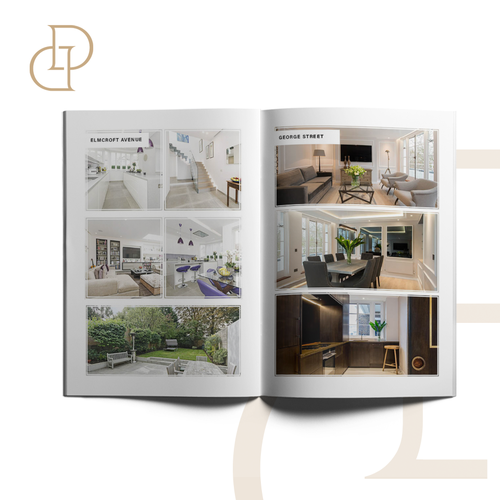 Company profile design with the title 'Interior Design Company Catalogue'