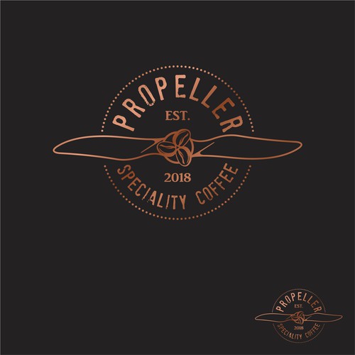 Propeller logo with the title 'Logo for a coffee shop inspired by a propeller.'