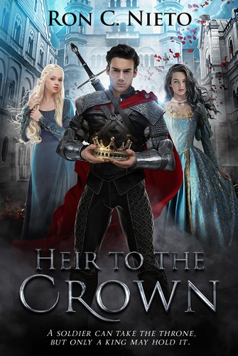 Fantasy book cover with the title 'Heir to the Crown'