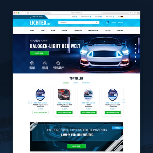 Automotive website with the title 'LICHTEX.DE'
