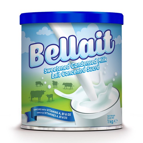 Glass design with the title 'Design for Sweetened Condensed Milk'