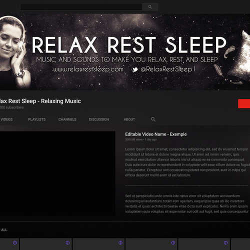 Galaxy design with the title 'Youtube cover for a channel dedicated to relaxing music and sounds to help people rest'