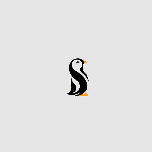 Penguin logo with the title 'Design a logo for a company that connects people with professional story tellers.'