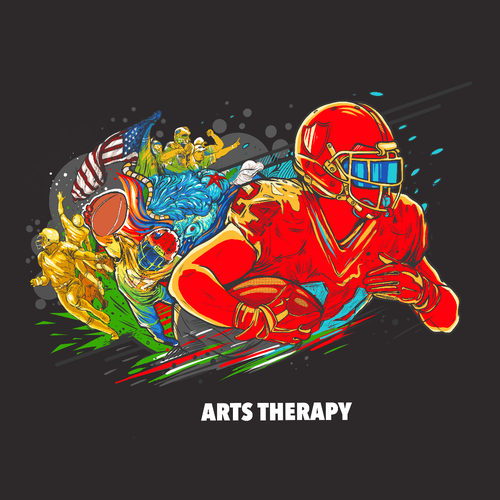 Football design with the title 'Wall painting/ Art therapy '