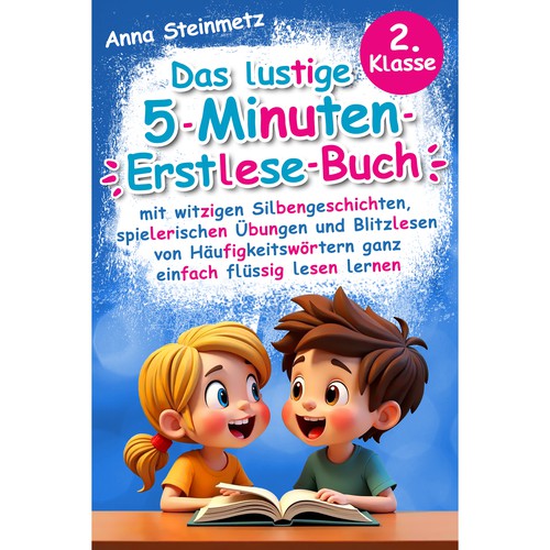 Kids book cover with the title 'Ebook cover for "Das lustige 5-Minuten-Erstlese-Buch"'