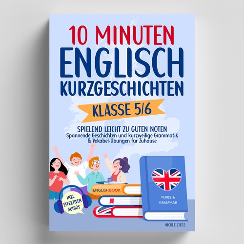 Education book cover with the title '10 Minuten Englisch-Kurzgeschichten'