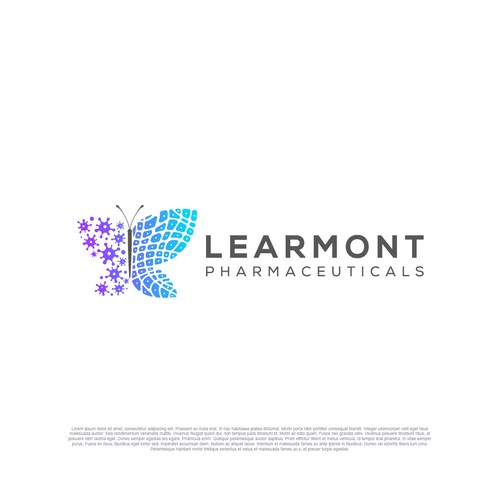 Butterfly design with the title 'Learmont pharmaceuticals'