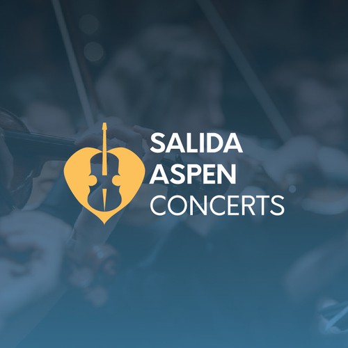 Violin logo with the title 'A logo for a series of summer concerts.'