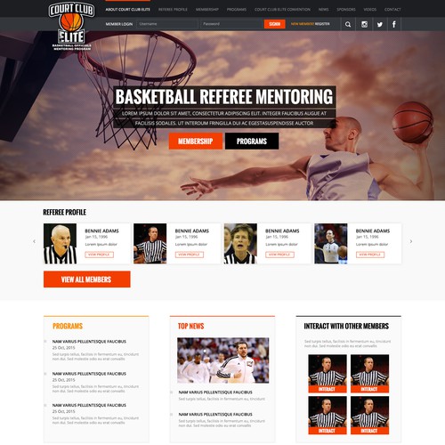 Sports website with the title 'Website design for winning logo "Court Club Elite"'