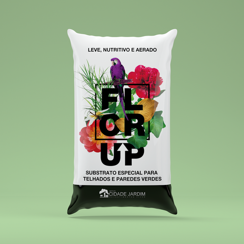 Flower label with the title 'Substrate bag label for green roofs'