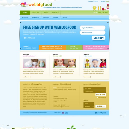 Community website with the title 'Website Design for We Blog Food'