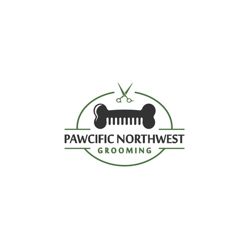 Dog grooming design with the title 'Pacific Northwest Grooming'